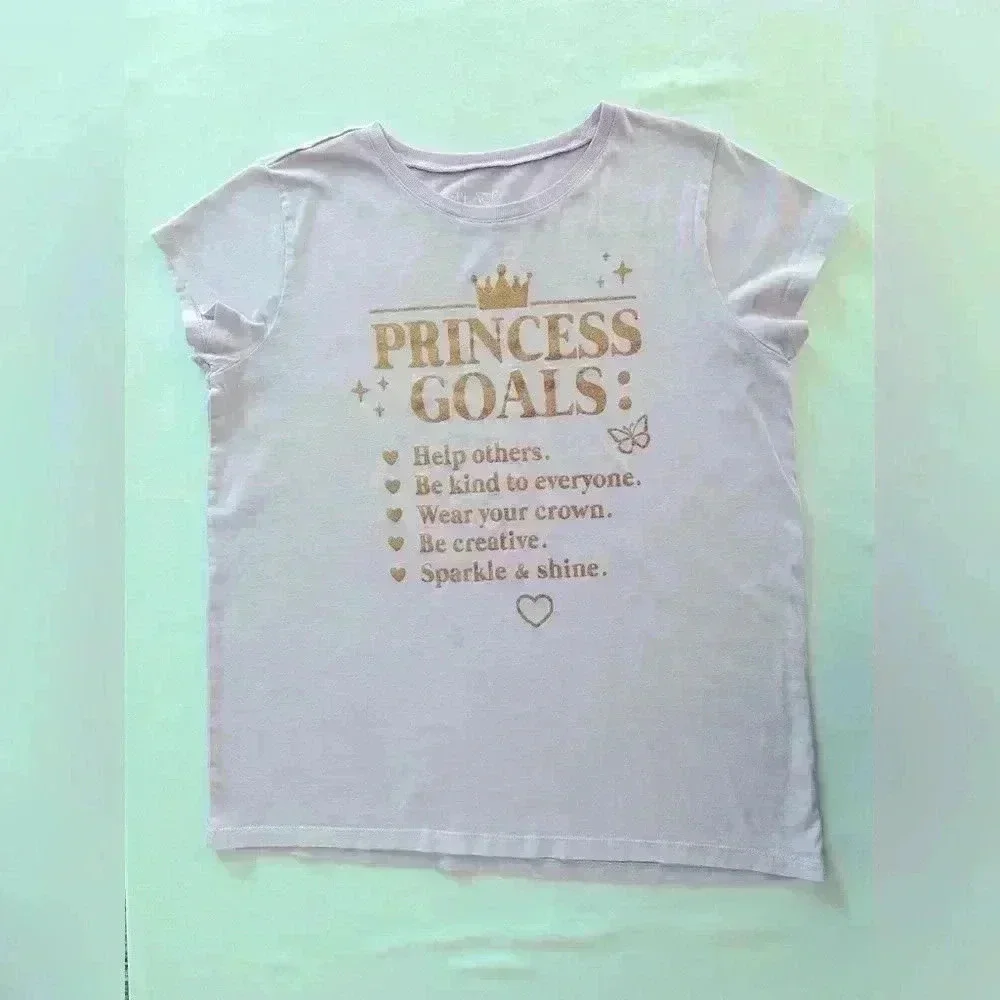 The Children's Place Girls Pumkin Spice Graphic tee & Princess Goals Tee (596)